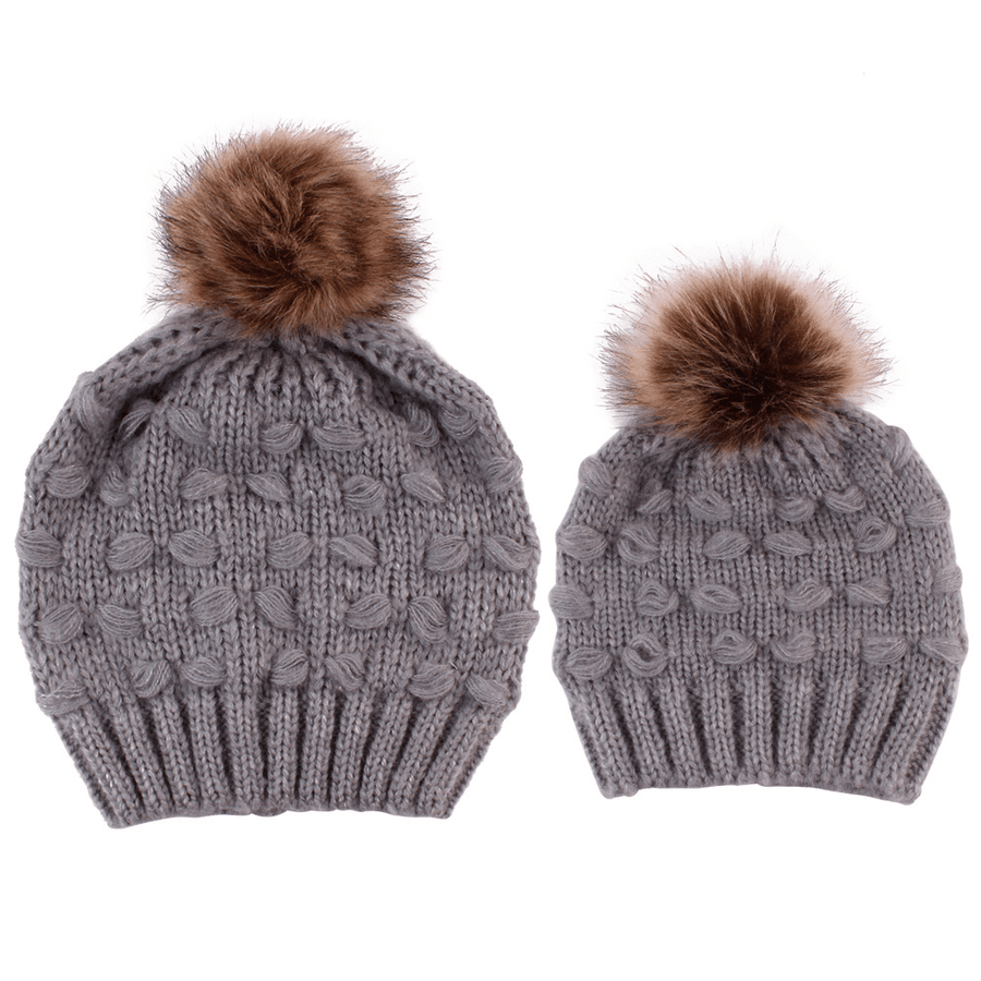 Parent-Child Knitted Hat Manufacturers Spot Butterfly Fur Ball Warm Hat - MRSLM