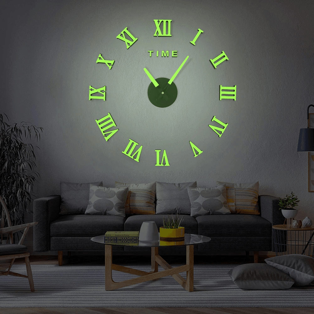 12V Digital Large Wall Clock Home Decoration DIY Mirror Wall Clock Sticker Vinyl Modern Design Clock on the Wall for Living Room - MRSLM
