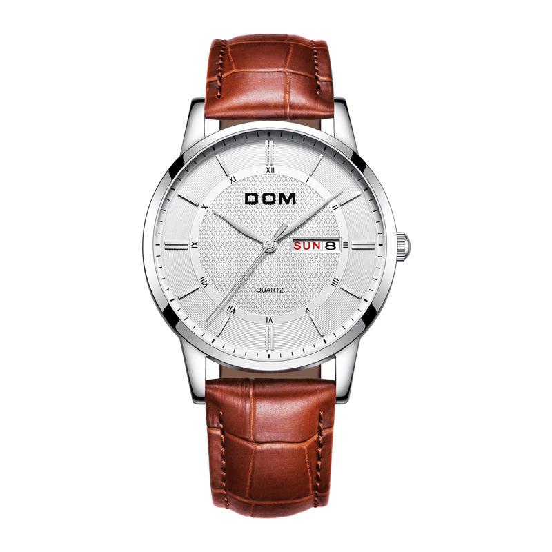 DOM M-11D Casual Super Slim Men Watch 3ATM Waterproof Date Week Display Quartz Watch - MRSLM