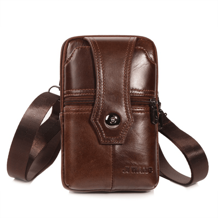 Cowhide Multi-Function Phone Purse Vintage Crossbody Bag Oil Wax Waist Bag for Men - MRSLM
