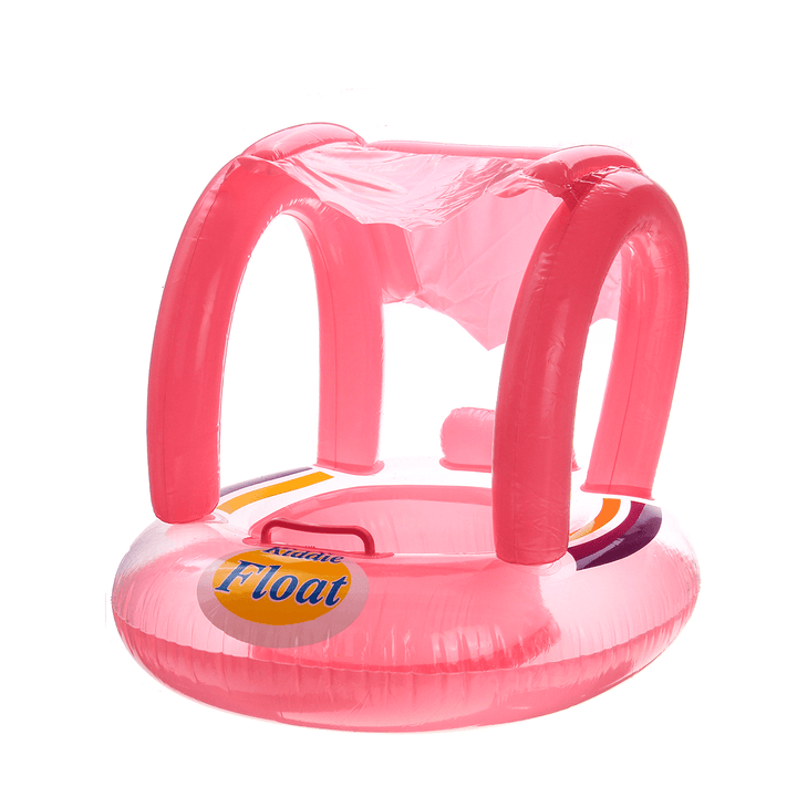 Kids Baby Swim Seat Boat Inflatable Float Cushion Sunshade Swimming Ring-Blue/Pink - MRSLM