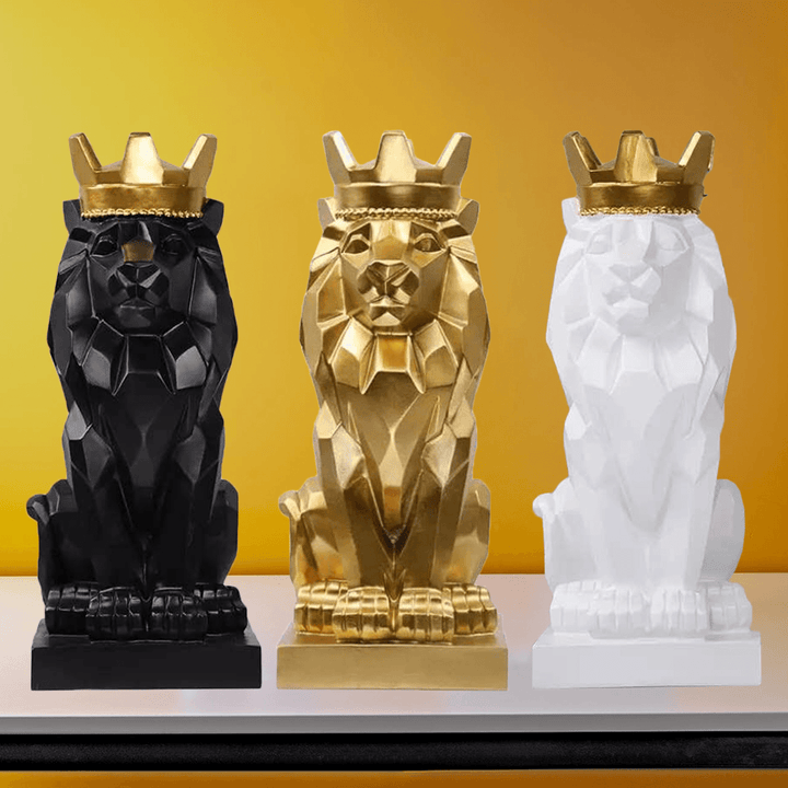 Nordic Handsome Crown Lion Resin Statue Handicraft Home Decor Sculptures Gift - MRSLM