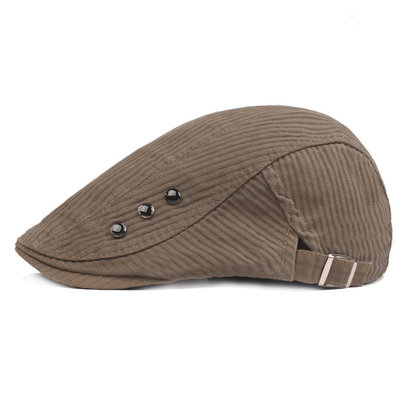 Mens Washed Cotton Beret Caps Outdoor Sport Adjustable Visor Forward Hat - MRSLM