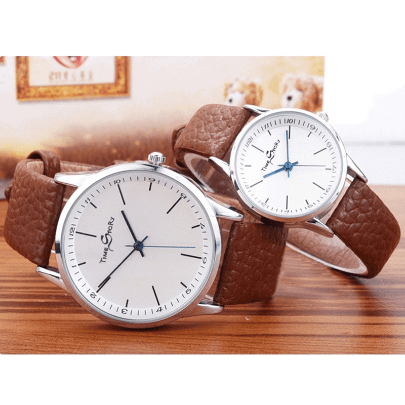 Story Time Retro Belt Cowhide Strap Ultra-Thin Men Watch Quartz Watch Reverse Backwards Watch - MRSLM