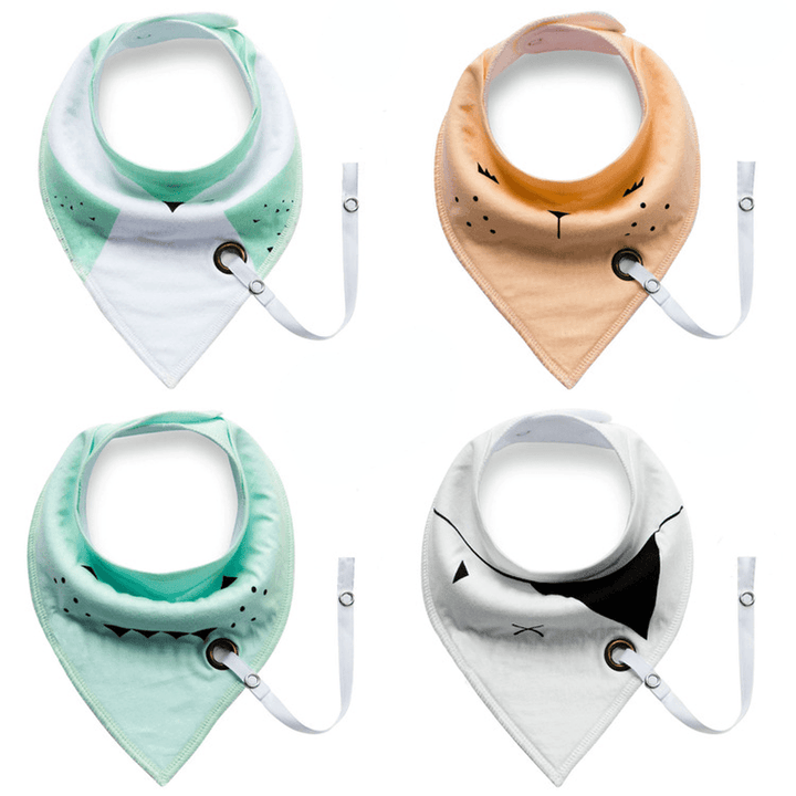 Baby Cotton Triangle Towel with Hole Pacifier Chain Double Baby Saliva Towel Cotton Ins Foreign Trade Bib - MRSLM