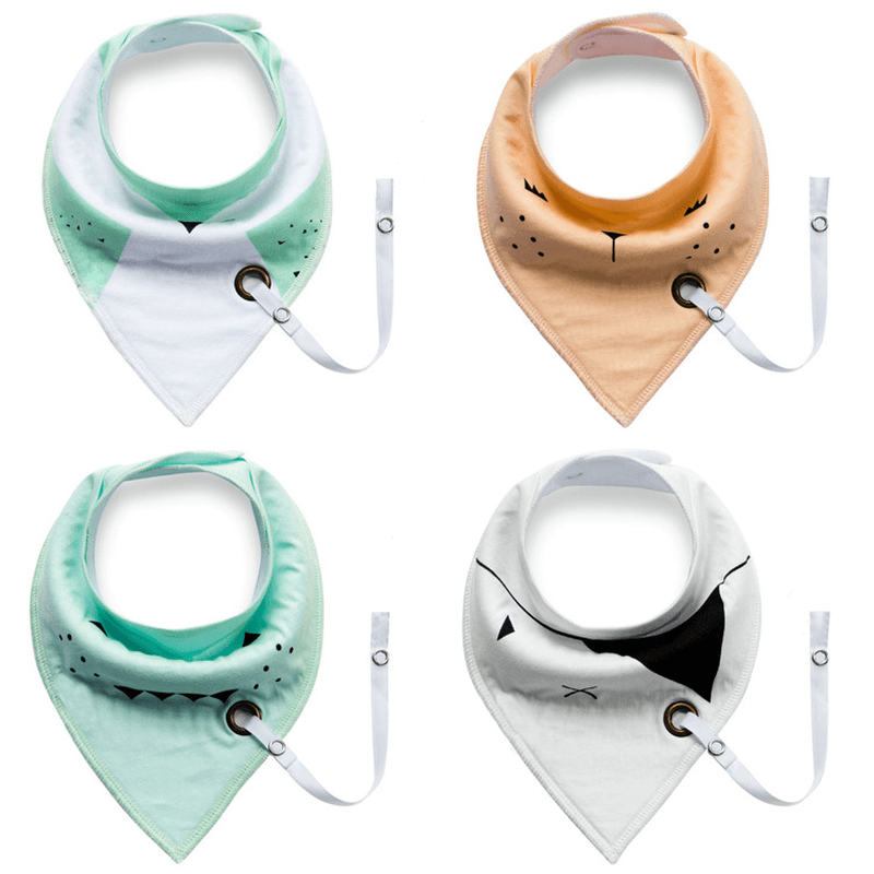Baby Cotton Triangle Towel with Hole Pacifier Chain Double Baby Saliva Towel Cotton Ins Foreign Trade Bib - MRSLM