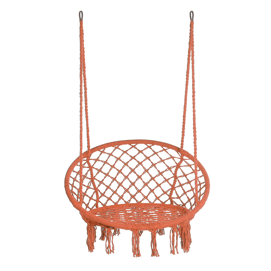 47'' Hanging Swing Cotton Rope Macrame Hammock Chair Outdoor Home Garden 265Lbs - MRSLM