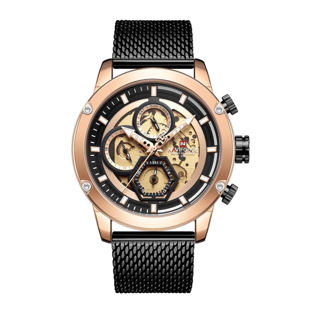 NAVIFORCE 9167 Business Style Luminous Hand Men Wrist Watch Calendar Quartz Watch - MRSLM
