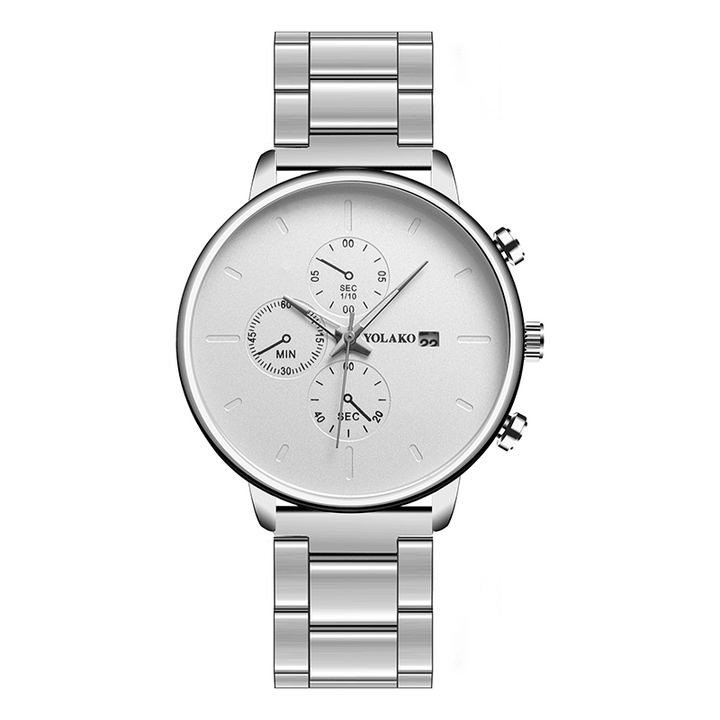 Deffrun A0546 Casual Style Men Wrist Watch Full Steel Calendar Quartz Watch - MRSLM