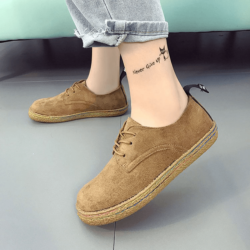 US Size 5-11 Women Lace up Casual round Toe Comfortable Flat Loafers - MRSLM