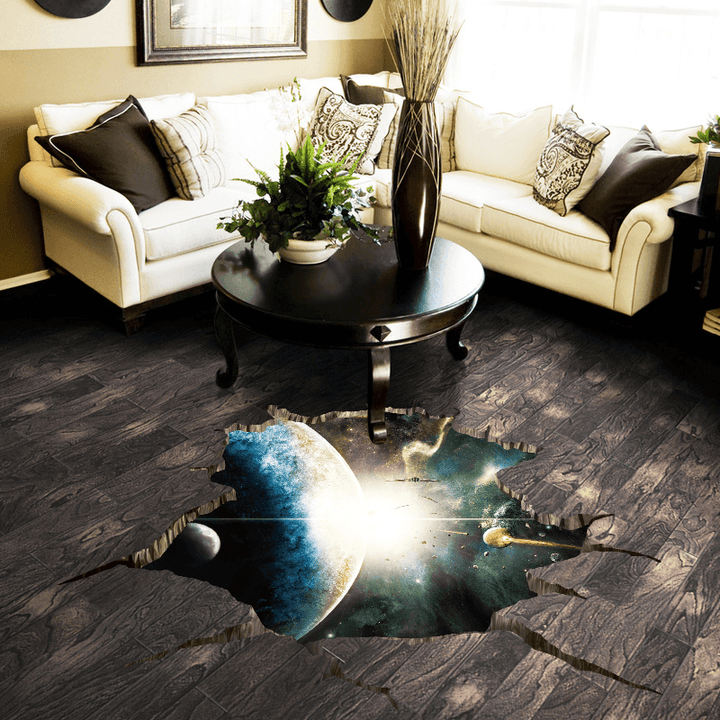 Miico Creative 3D Space Universe Planets Broken Wall Removable Home Room Wall Decor Sticker - MRSLM