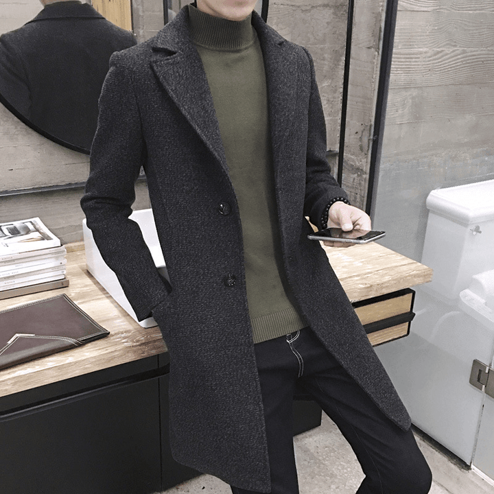 Foreign Trade Data Sell through Autumn New Mid-Length Windbreaker Korean Men'S Woolen Coat Men'S Large Size Coat Male NF06 - MRSLM