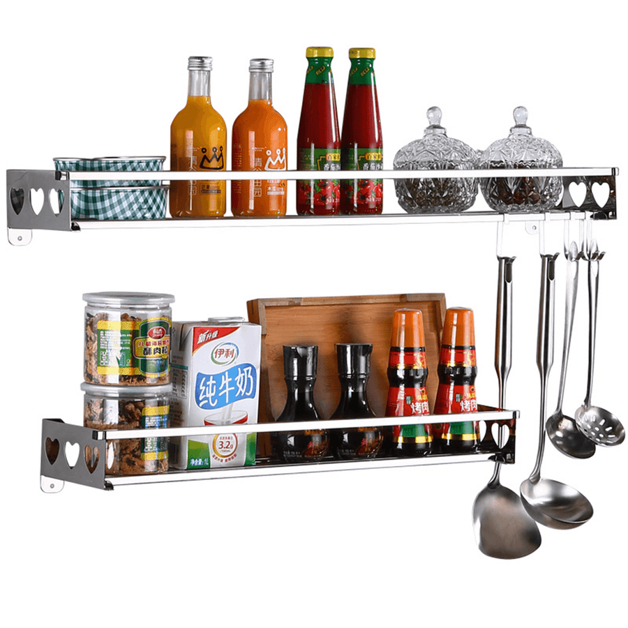 Kitchen Hanging Pot Pan Rack Wall Mount Storage Shelf Saucepan Holder - MRSLM