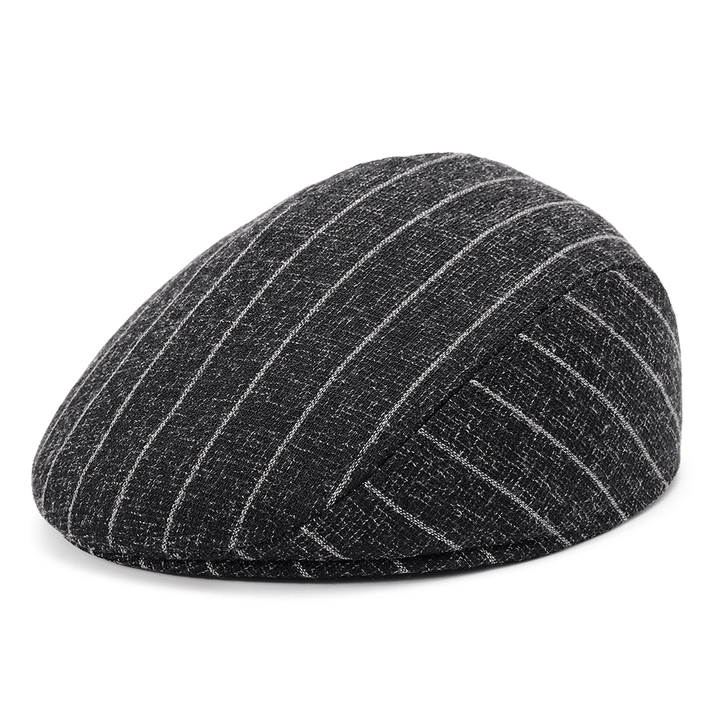 S/M/L Stripe Dad Casual Middle-Aged Beret Hat Comfortable Linen Old Man Forward Caps - MRSLM