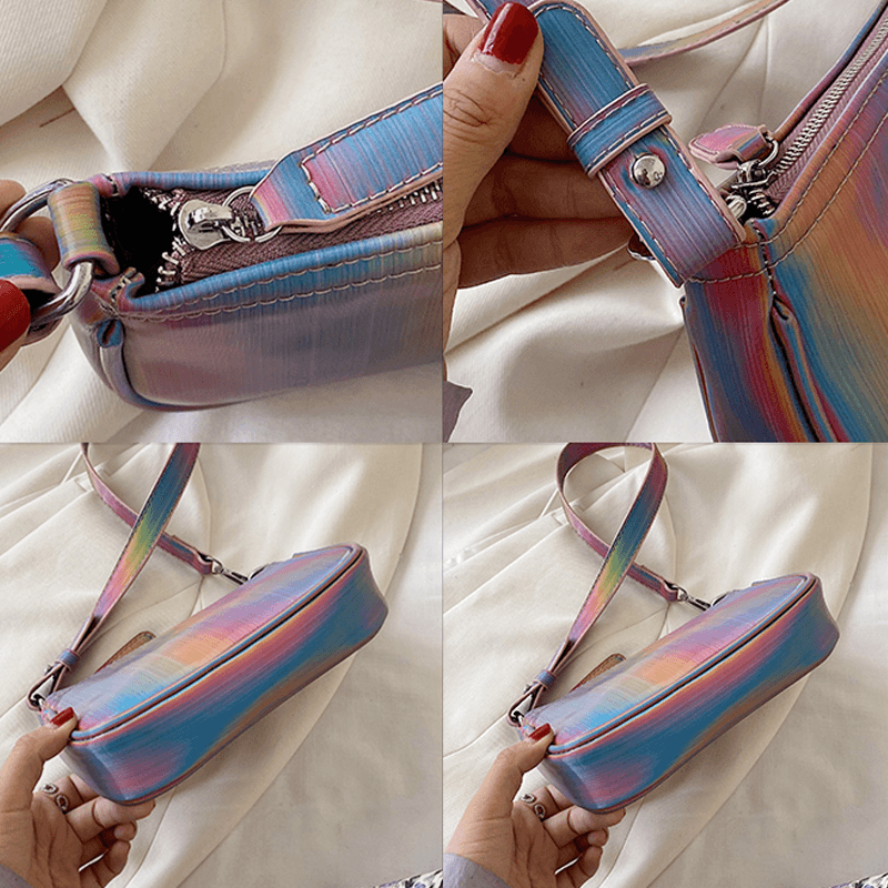 Women Contrast Color Rainbow Creative Casual Tote Shoulder Bag Handbag - MRSLM