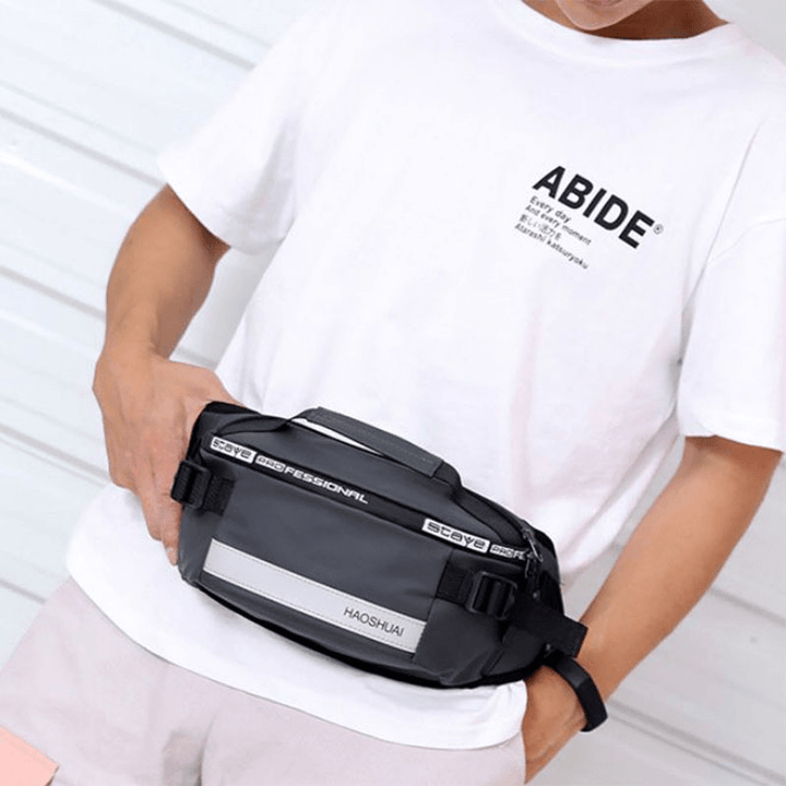 Men Waterproof anti Theft Reflective Outdoor Chest Bag Belt Bag Waist Bag - MRSLM