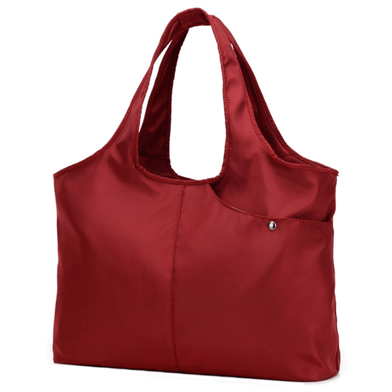 Women Nylon Handbag Solid Tote Bag Multi Pocket Shopping Bag - MRSLM