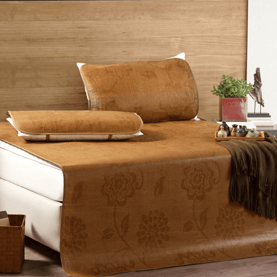 3Pcs/1 Set Natural Bamboo Mat Mattresses Summer Sleeping Rattan Cooling Bed Cover - MRSLM