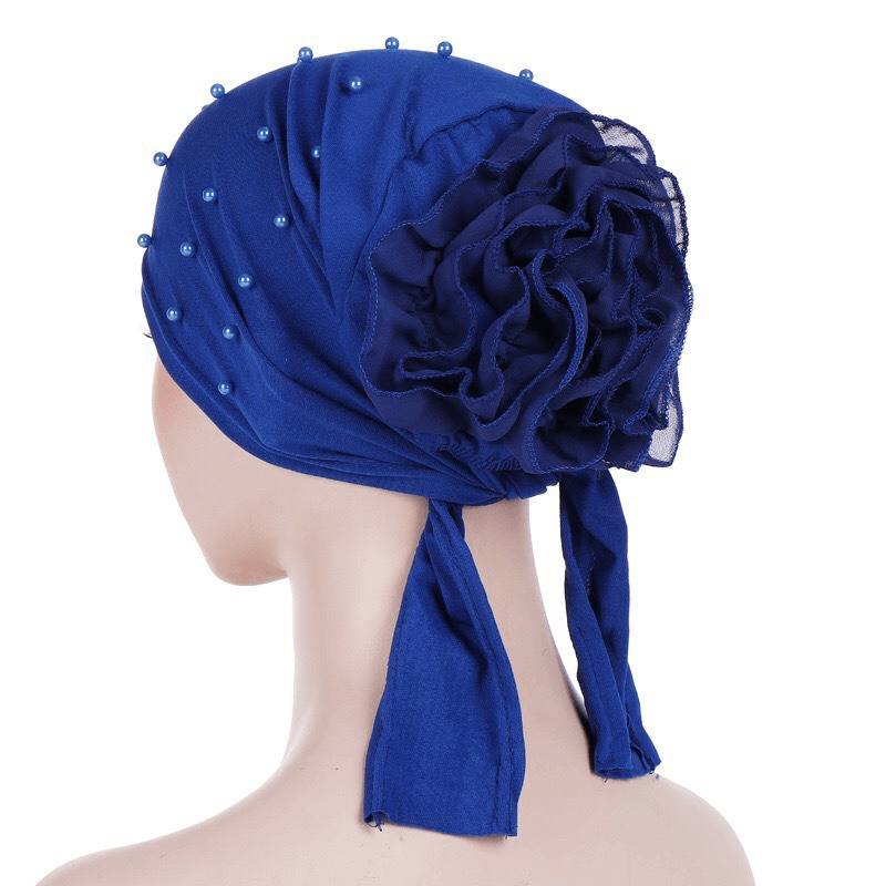 Women Vintage Floral Beanie Hat Summer Ethnic Style Flexible Breathable Turban Cap - MRSLM