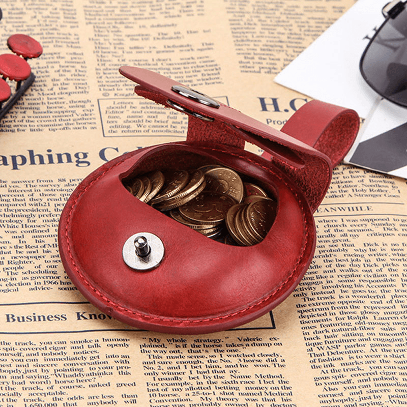 Women Men Genuine Leather Earphone Case Coin Purse - MRSLM