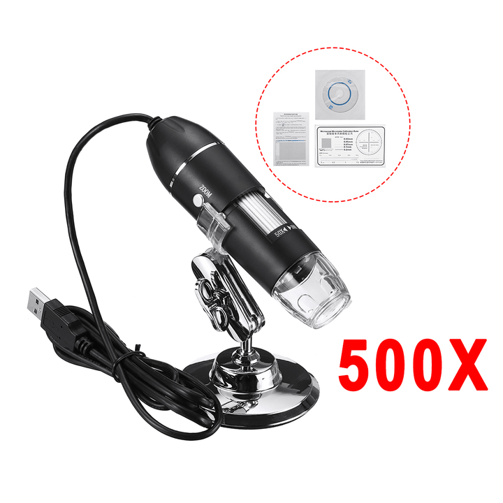 500X/1000X/1600X 2MP Handheld Digital Microscope Magnifier Camera with 8Leds and Stand Microscope - MRSLM
