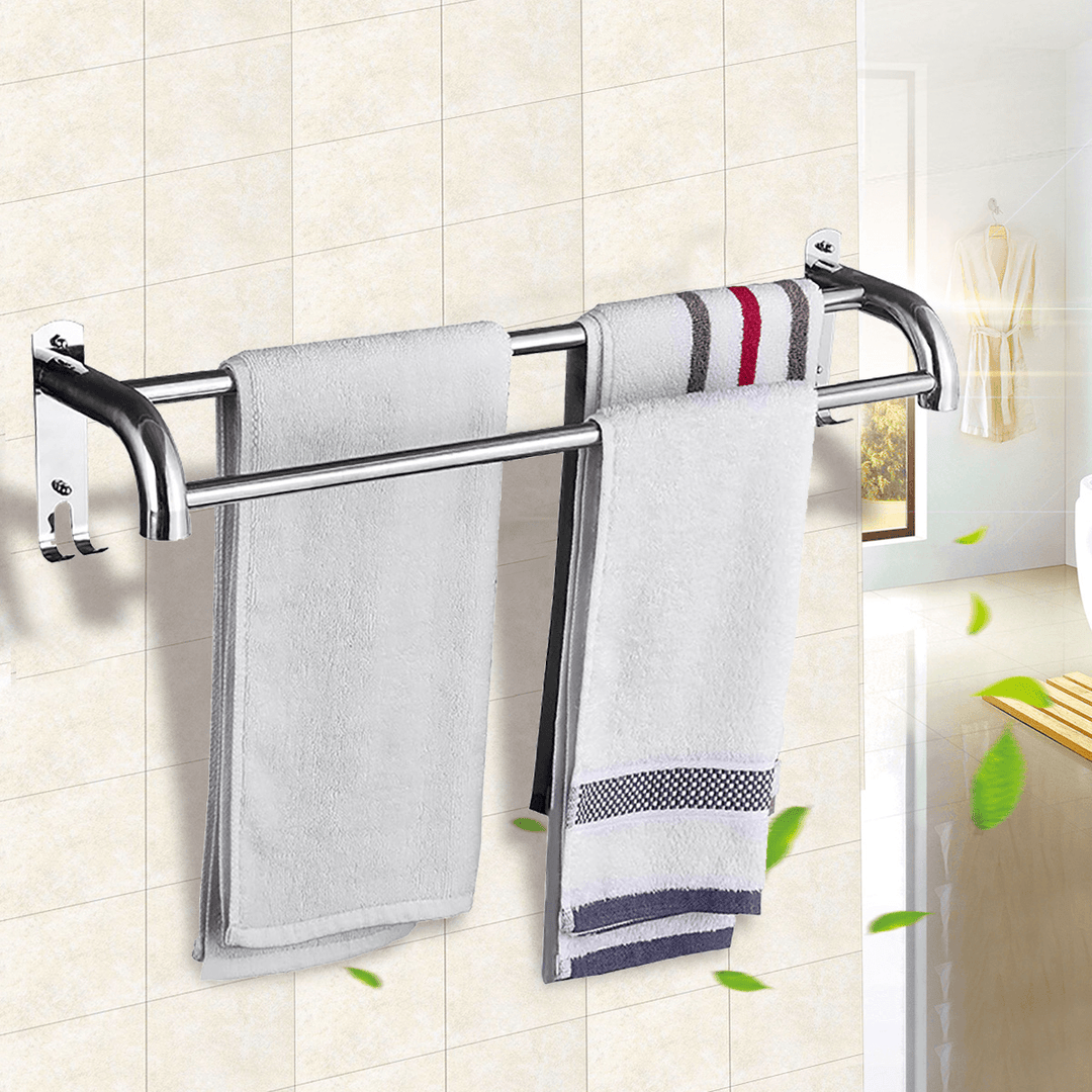 50Cm Stainless Steel Bath Shelf Wall Mounted Towel Rail Rack Single Double Shelf for Bathroom Storage - MRSLM