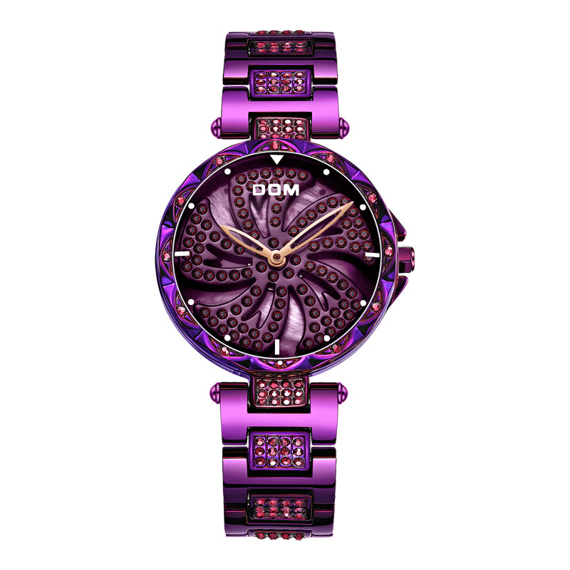 DOM G-1258 Rotating Ladies Wrist Watch Shining Fashionable Full Steel Quartz Watches - MRSLM