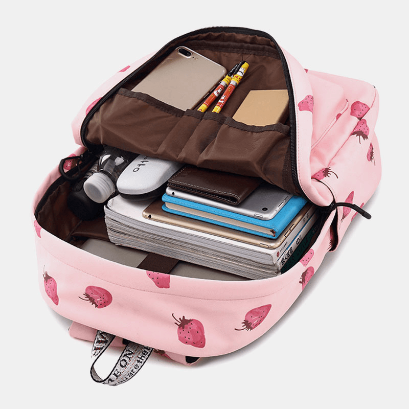 Strawberry Pattern Light Weight School Bookbag 15.6'' Laptop Backpack Rucksack Daypack - MRSLM
