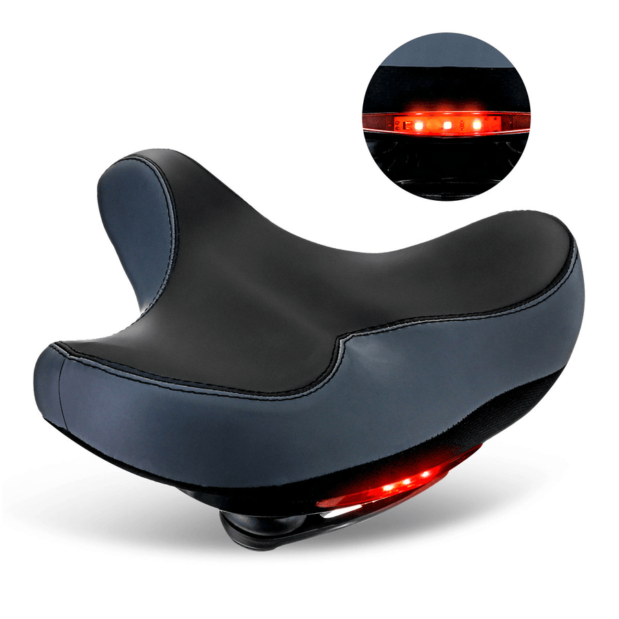 Bike Saddle Comfortable Breathable Wide Cushions Seat Shock Absorber with 3 Modes Taillight for Electric Bike Scooter Motorcycle - MRSLM