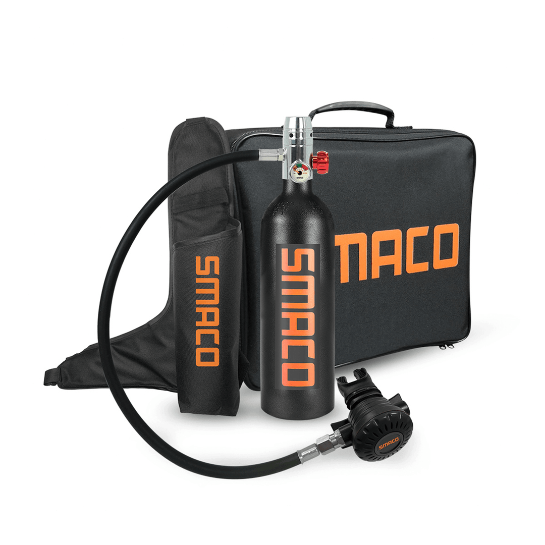 SMACO 1L Scuba Oxygen Cylinder Underwater Diving Set Air Oxygen Tank with Adapter & Storage Box Diving Set Equipment A - MRSLM