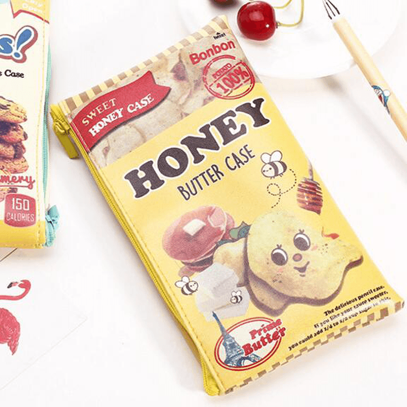 Novelty Cute Biscuit Butter Cookies Chips PU Pen Bag Pencil Case Cosmetic Makeup Bag - MRSLM