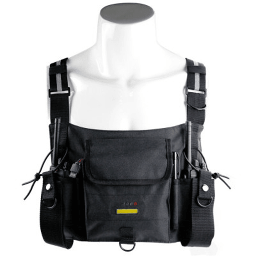 Vest Bag Chest Rig Pack Walkie Talkie Radio Waist Pack Pouch with Warning Light Storage Bag for Garden Tool - MRSLM