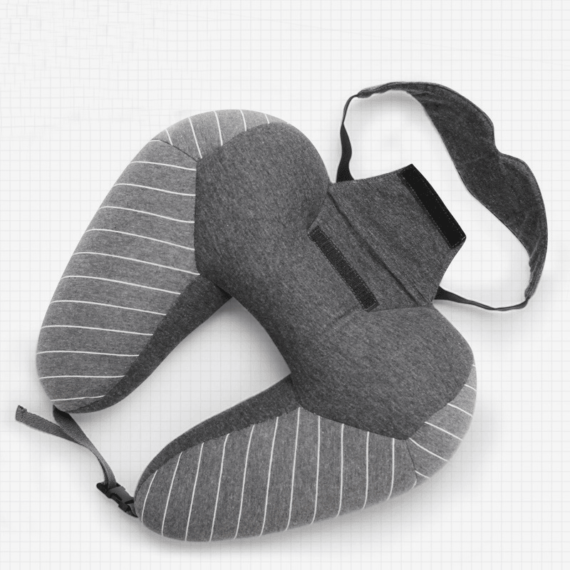 Ipree® 2 in 1 U Shape Neck Pillow Cotton Headrest Cushion Eye Mask Airplane Travel Sleep Rest - MRSLM