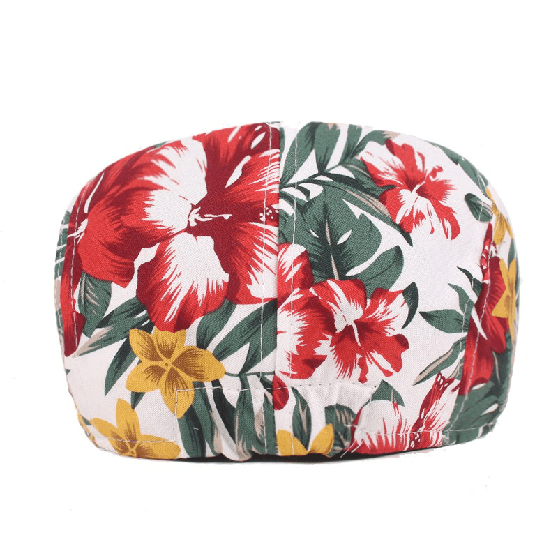 Unisex Flower Print Vogue Cotton Beret Hat - MRSLM