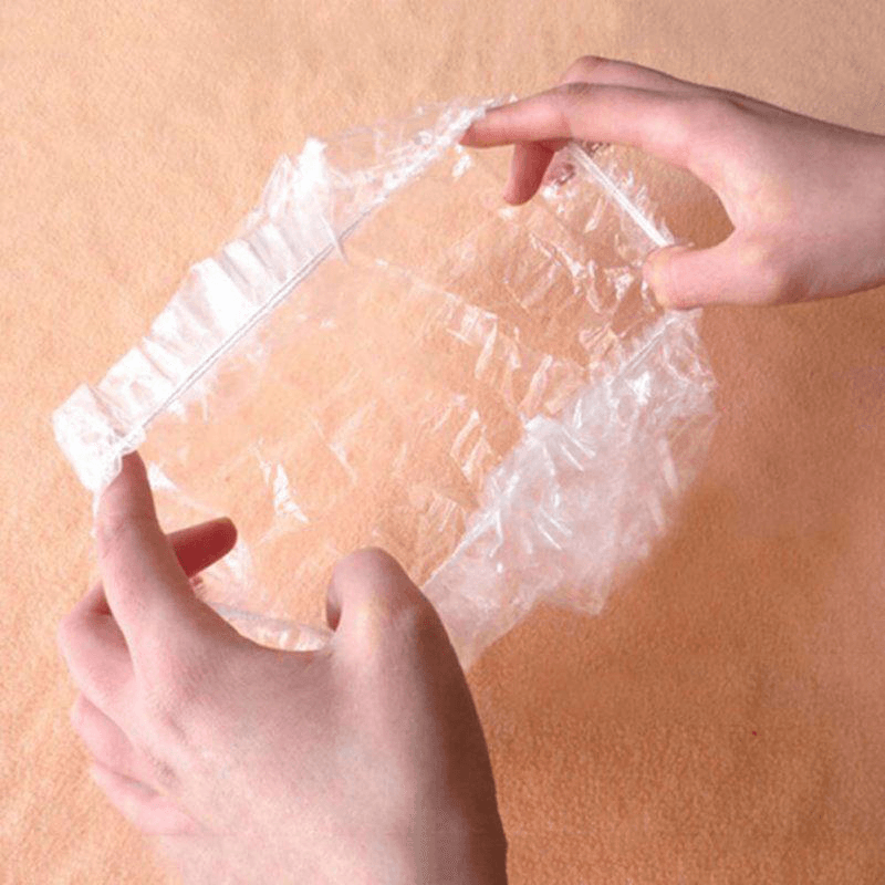 100Pcs Bathroom Disposable Strip Transparent PE Plastic Shower Cap Hotel Room Bath Hair Protective Caps Shower Bag - MRSLM
