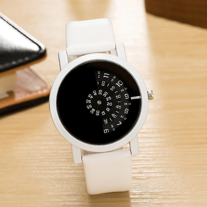 Fashion Sport Casual Elegant Women Watches Rotate Indicator Design Leather Band Quartz Watch - MRSLM