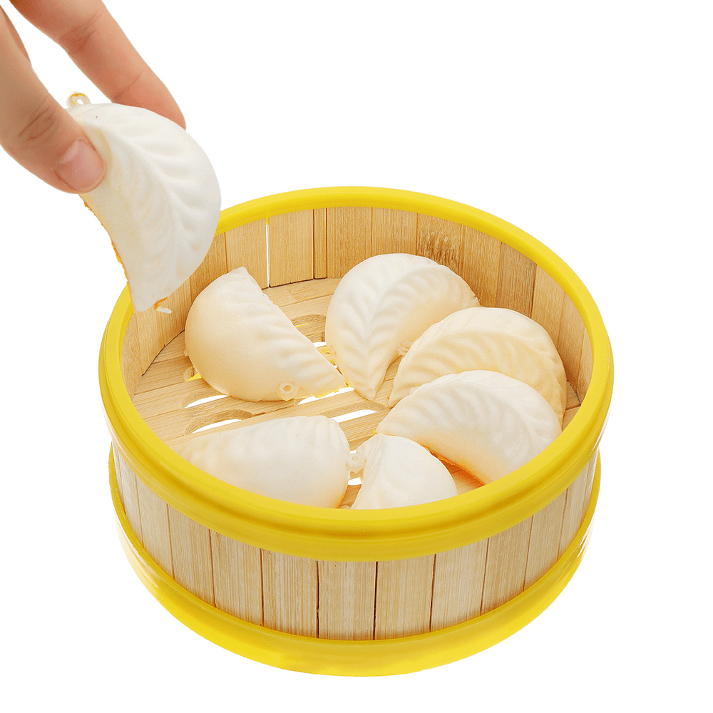 7Pcs Dumplings Squishy 6CM Slow Rising Collection Gift Soft Toy with Steamer Cover - MRSLM