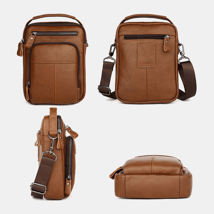 Men Multi-Pocket Retro 6.5 Inch Phone Bag Waist Bag Back Anti-Theft Pocket Design Crossbody Bags Belt Bag - MRSLM