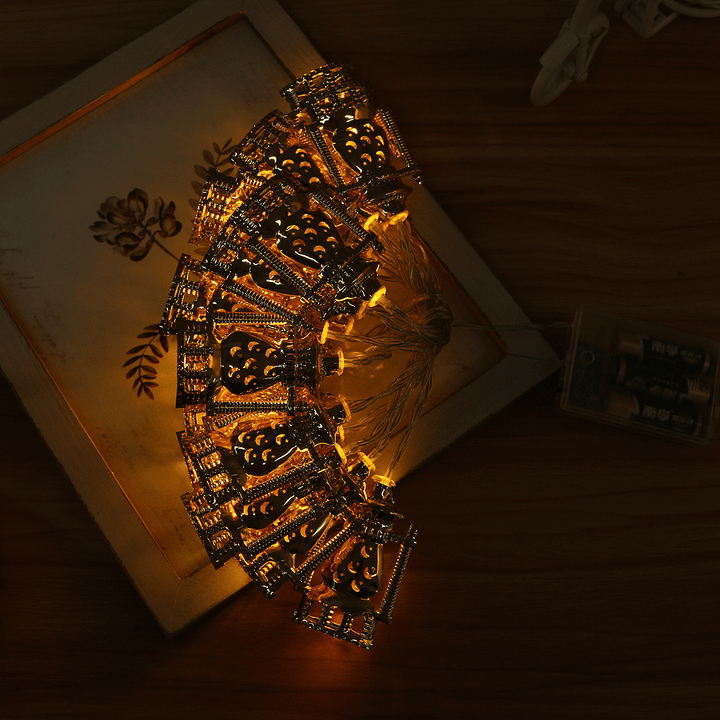 Eid Mubarak Ramadan LED Lamp Strings Golden Castle Moon Lights Decor - MRSLM