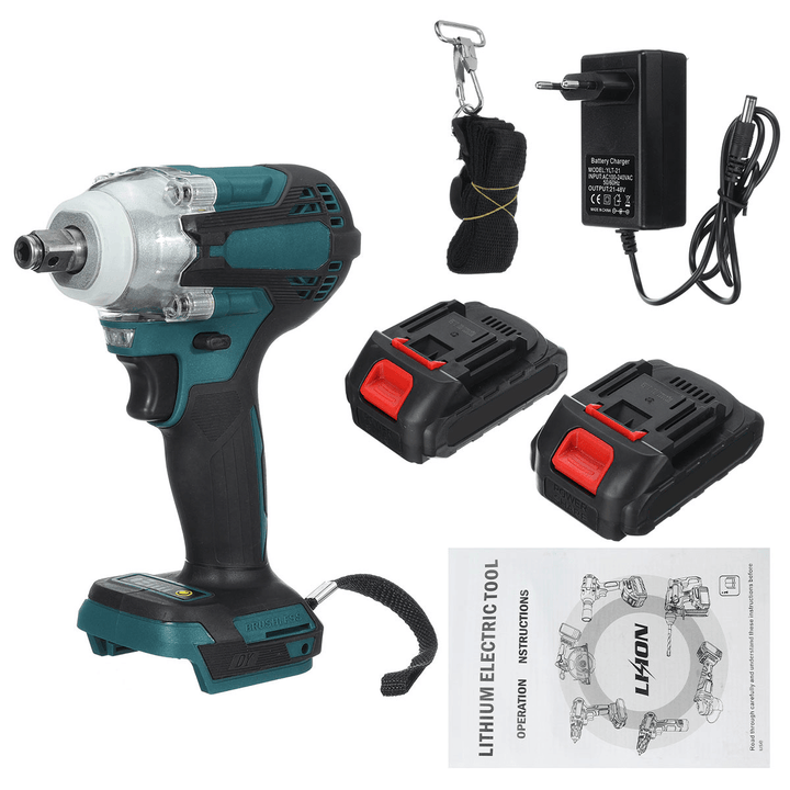 4 Speed Brushless Cordless Electric Impact Wrench with Battery 1200N.M Rechargeable 1/2Inch Torque Wrench Screwdriver Power Tools - MRSLM