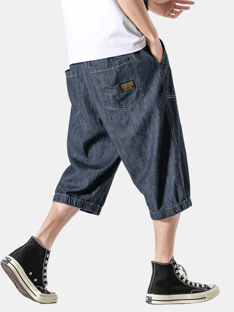 Mens Simple Multi Pocket Drawstring Casual Jeans - MRSLM