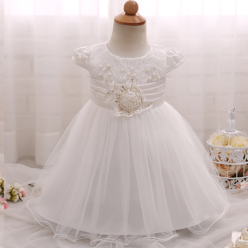 New Flower Lace Baby Skirt, Baby Baby Bright Pearl Children'S Dress, European and American Children'S Dress Wholesale - MRSLM