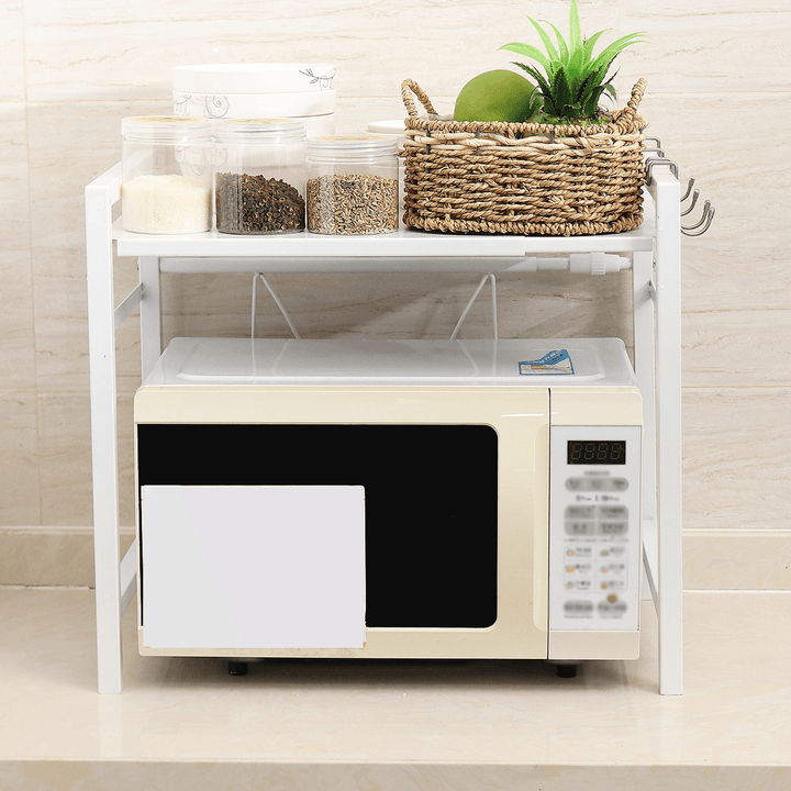 2 Layer Kitchen Microwave Oven Rack Adjustable Microwave Shelf Kitchen Storage Holder - MRSLM