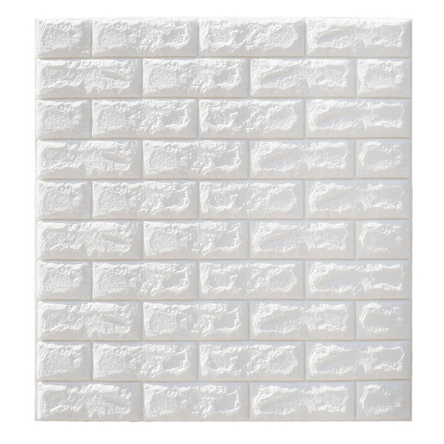 5Pcs 3D Waterproof Tile Brick Wall Sticker Self-Adhesive White Foam Panel 70X77Cm - MRSLM