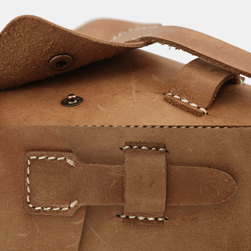 Men Genuine Leather Retro Outdoor Sport 6.3 Inch Phone Bag Waist Bag with Belt Loop - MRSLM