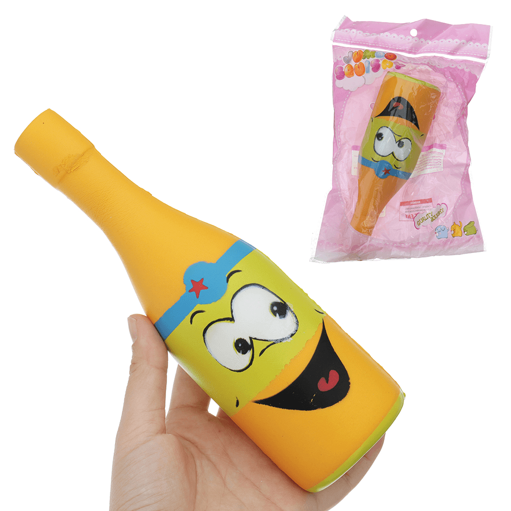 Squishy Jumbo Yellow Beer Bottle 20Cm Slow Rising Soft Collection Gift Decor Toy - MRSLM