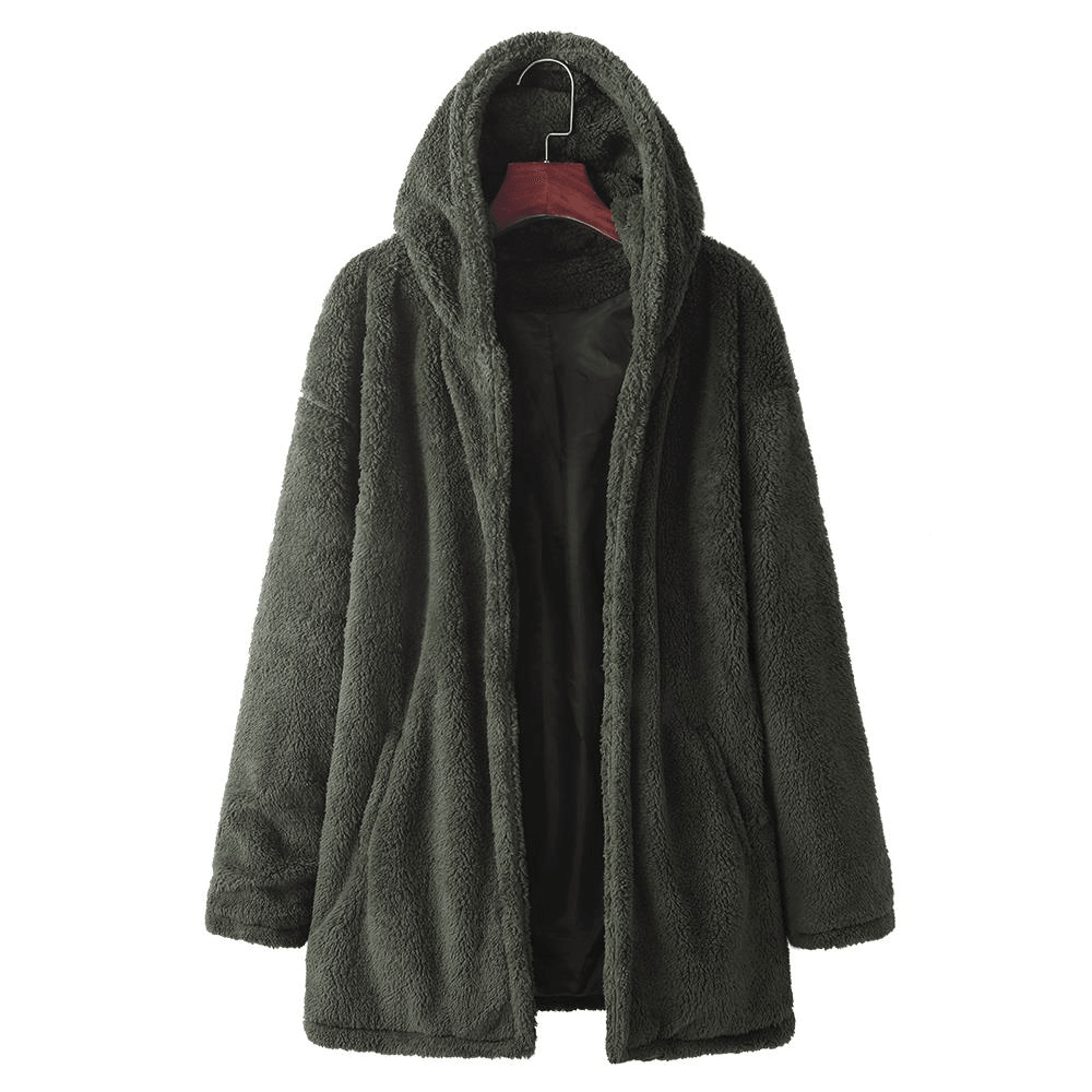 Mens Fashion Casual Fleece Warm Solid Color Hooded Coats - MRSLM