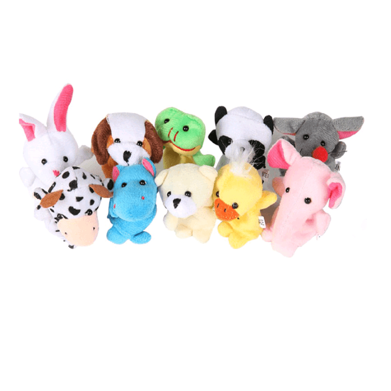 Farm Zoo Animal Finger Puppets Stuffed Plush Toys Bedtime Story Fairy Tale Fable Boys Girls Party To - MRSLM