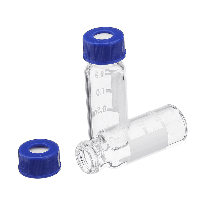 100Pcs/Set 2Ml Graduated Clear Sample Vials Autosampler Vials Bottles Threaded Vial W/ Write-On Spot Screw Caps Septa - MRSLM