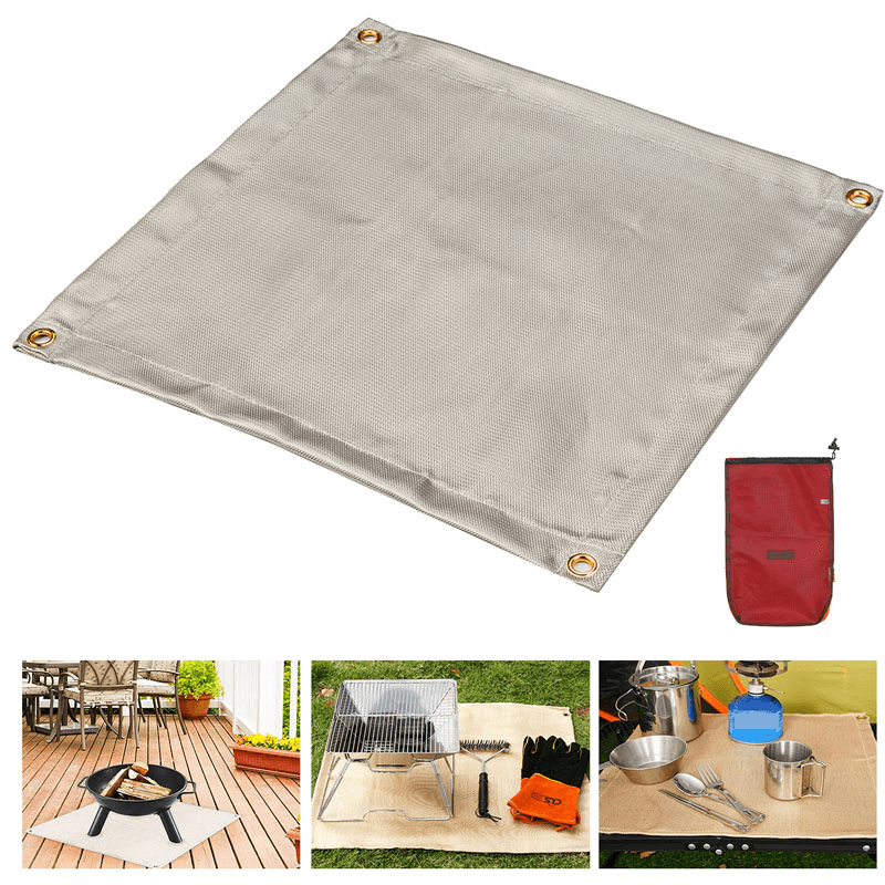 Camping Fireproof Grill Mat Cloth Flame Retardant Ember Mat Blanket Heat Insulation Pad for Outdoors Barbecue - MRSLM